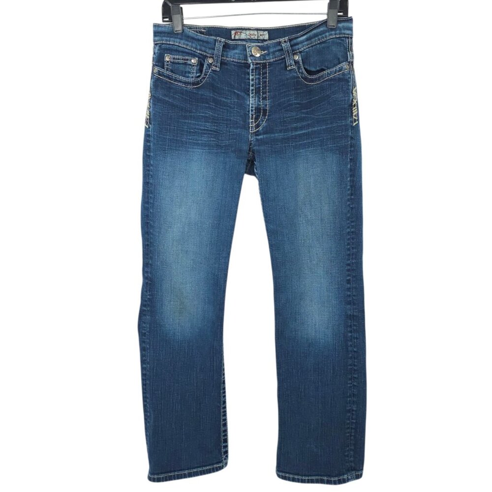 BKE Buckle Drew Boot Cut Stretch Jeans Womens 28x29.5 Distressed Mid Rise Denim